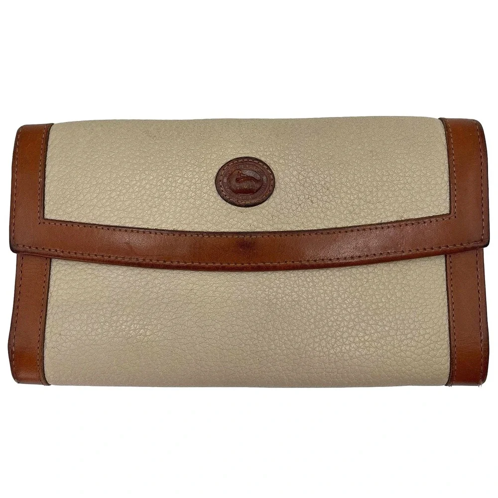Dooney & Bourke Vintage All Weather Leather Wallet Women Tan Brown Trifold